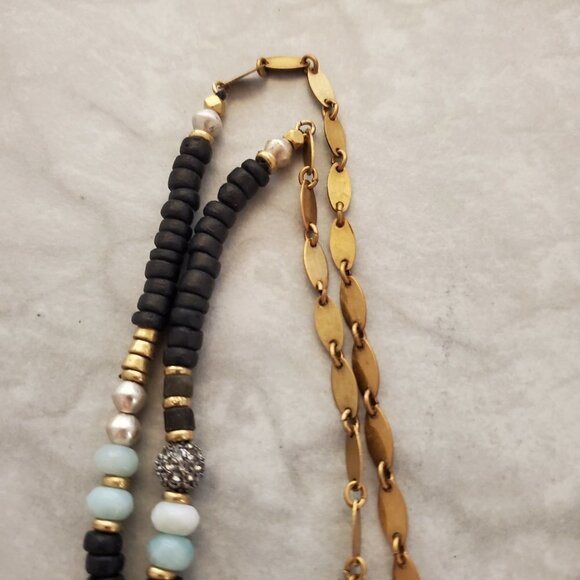 ✨ Stella and Dot Labradorite Artisan Druzy Beaded Stone Pave Rhinestone Pendant - Picture 5 of 16